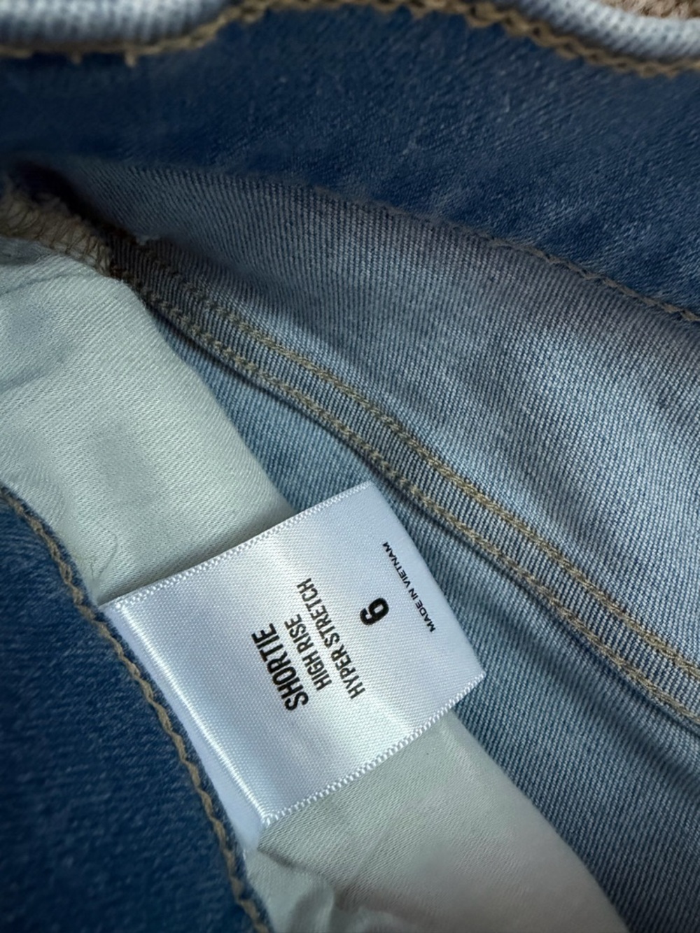 Express Light Blue Frayed Hem Denim Shorts - Picture 3 of 4